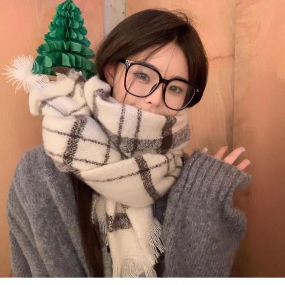 Winter Plaid Scarf Warm Long Pashmina Fashion Cashmere Scarves  Women