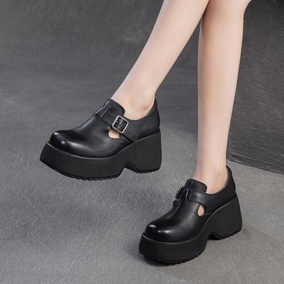 GKTINOO Genuine Leather Square Toe Women's Shoes 2025 Spring New Pumps Simple Thick Sole Casual Comfortable Platform Shoes
