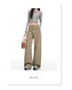 Women's American Retro Wide-Leg High-Waist Khaki Jeans - Versatile Plus Size, Autumn 2025 Collection