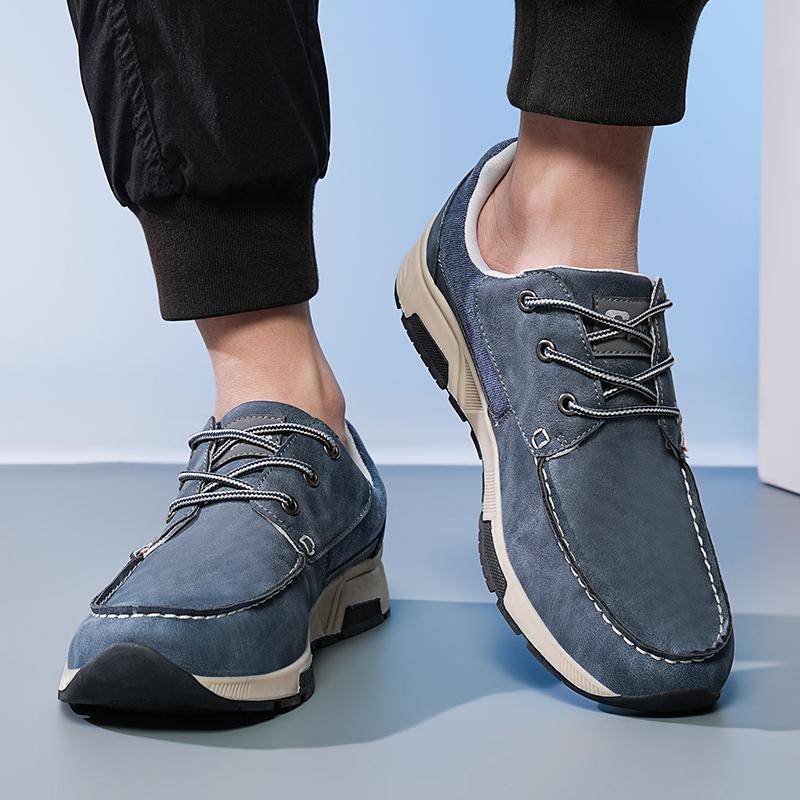 Men Outdoor Sneakers Black Casual Boat Shoes Retro Wide Palm Hiking Shoes Plus Size