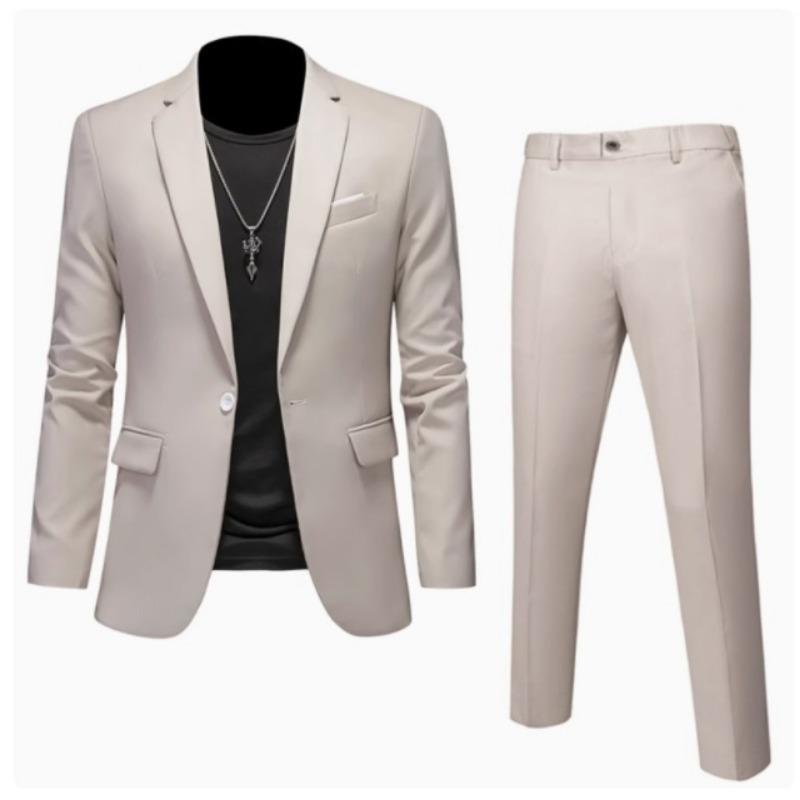 Mens White 2 Piece Slim Fit Suit Blazer And Pants Set