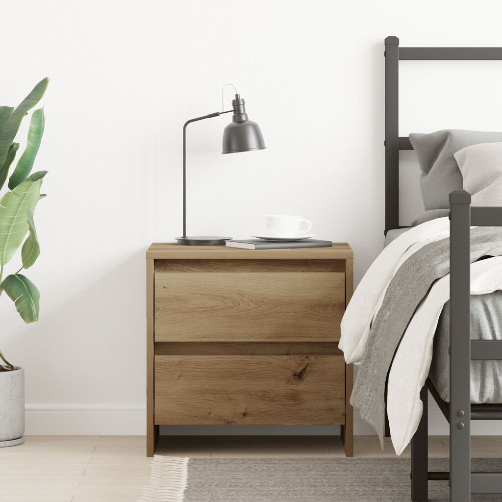Moderner, Minimalistischer Nachttisch Mit Zwei Schubladen Zur Aufbewahrung, Niedriger Bettseiten-Schrank, 45 X 34 X 44,5 Cm