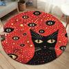 Cartoon Black Cat Round Area Rug,Carpet Rug for Living Room Bedroom Sofa Playroom Decor,Non-slip Floor Mat