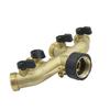 Brass EU/US 3/4" Female/Male Thread 4-Way Water Splitter With Valve Garden Irrigation  Multi-Way Joint Tap Pipe Nipple Connector