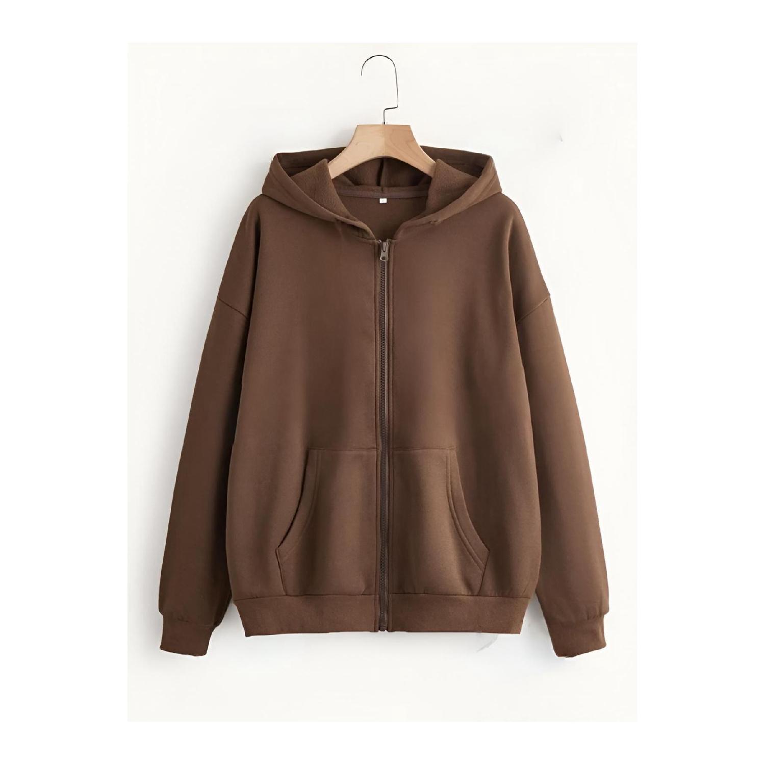 

Coffee Color Hooded Cardigan With Zipper S коричневый