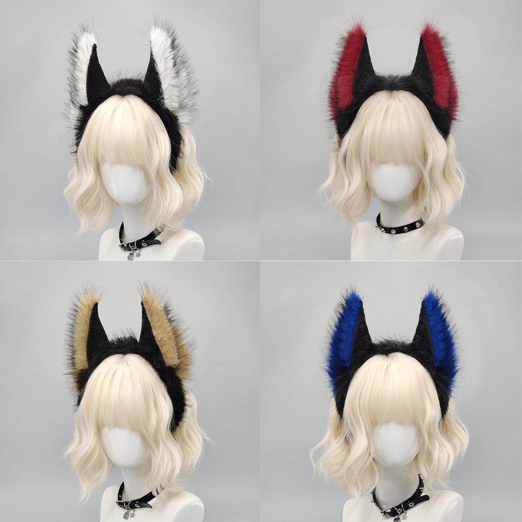 Plüsch-Tierohren-Haarreif für Cosplay-Partys Wolfsohr-Kostümkopfschmuck für Halloween-Outfits und Bühnenauftritte