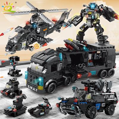 SWAT Police Truck Model Construction Bricks City Helicopter Vehicle Car Figures Blocks Learning Toy Ideal For Kids GIFT IDEA