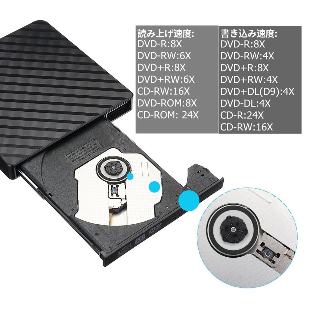 yowodana CD DVD Compatible with Read External Optical External CD Optical Quiet Drive, External, USB3.0 Type-C, Win/Mac/Linux, DVD/CD/VCD & Write,