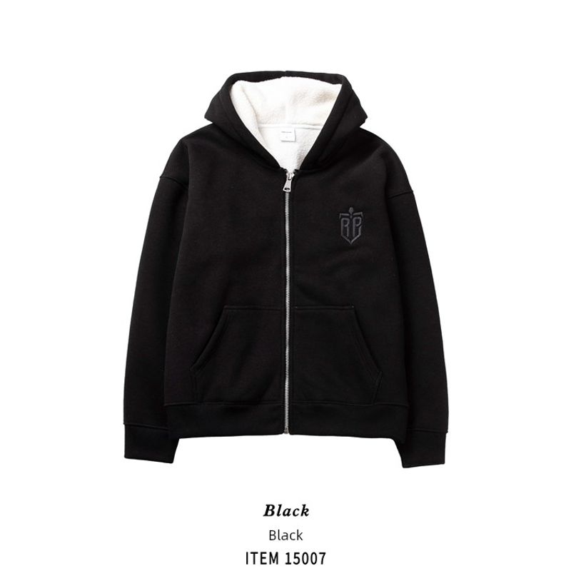American-Style 520g Heavyweight Embroidered Lamb Wool Knit Cardigan for Men, Winter Thickened Sweatshirt, Export Men's Jacket