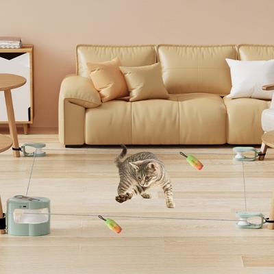 Yousheng Elektronischer Interaktiver Katzen-Zerrer für Wohnungskatzen Bewegliches Plüschtier mit Fernbedienung Lustiges Laufband für gelangweilte Kätzchen und Welpen zum Jagen, Laufen, Trainieren