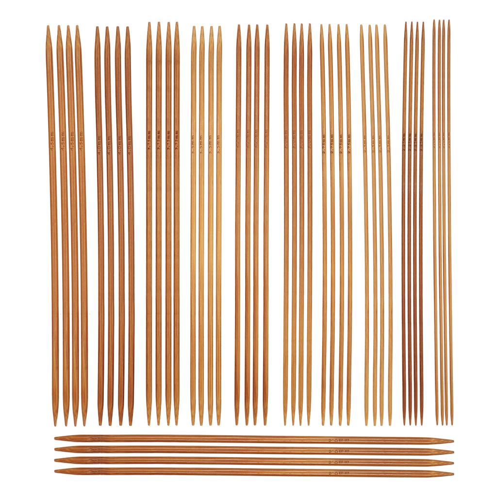 44Pcs Knitting Needle Carbonized Bamboo Double Pointed Household Clothing Making Supplies