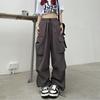 Streetwear Workwear Pants Women Summer Loose Wide Leg Cargo Pants with Large Pockets