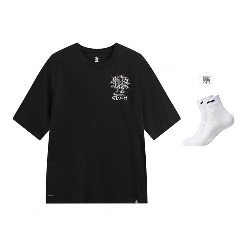Li Ning BADFIVE T Shirts Men's Black Crew Neck Moderate AHSW161-3