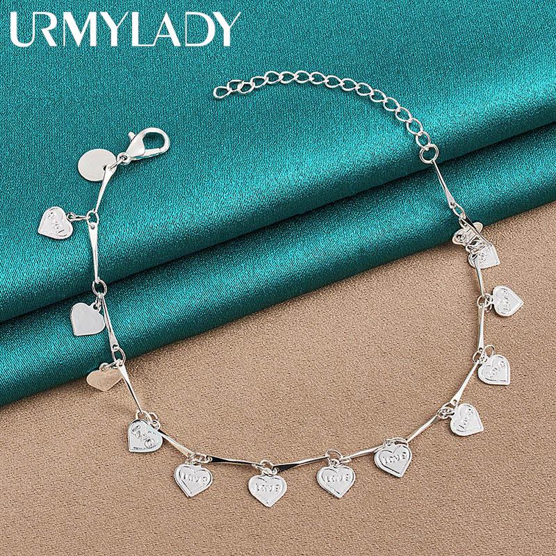 925 Sterling Silver Love Heart Armband För Kvinnor Bröllopsfest Modesmycken