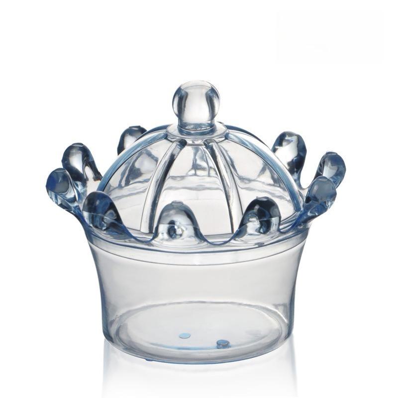 12/24pcs Transparent Crown-Shaped Plastic Boxes with Lid Wedding Favor Box Party Candy Container Packaging for Treats & Trinkets