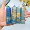 1pc Aqua Blue Calcite Tower Lemurian Blue Blue Onyx Obelisk, Natural Stone Crystal Wand for Home Decor