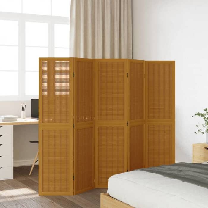 VidaXL Room Divider 5 Panels, Room Separator, Privacy Screen, Folding Screen Bedroom Living Room, Brown Wood 358821
