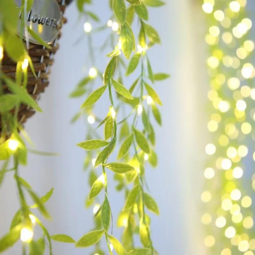 Battery Powered Imitation Leaf  String Light Green Leaf Artificial Leaf Lights  Party Decoration