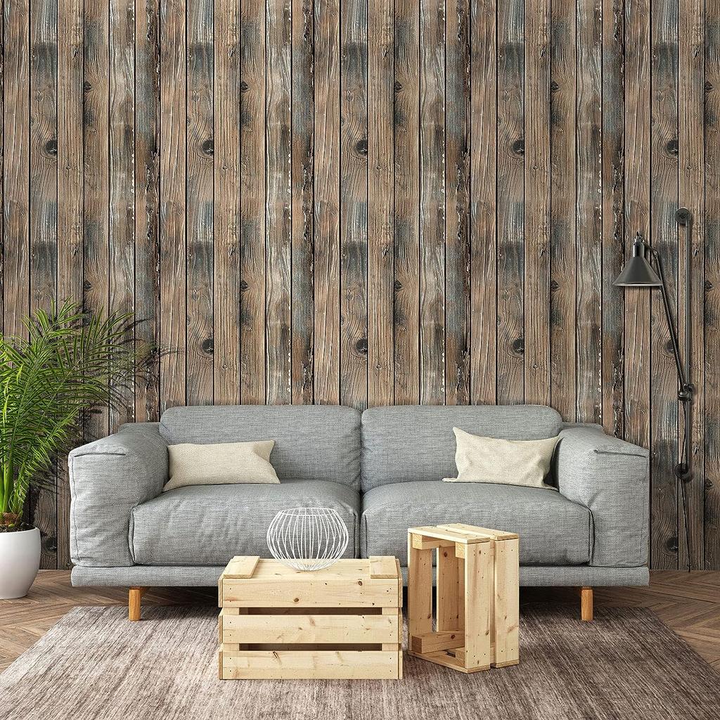 Retro Faux Wood Grain Peel And Stick Wallpaper Self-adhesive Wood Plank Wallpaper Roll Removable Vinyl Wall Covering For Restaur