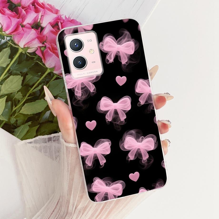 For Vivo Y33s Y55s Y55 Y75 Y21 Y21s Y21G Y21E Y21A Phone Case Floral Butterfly Bow Cat Dragon Bumper Soft Clear Silicone Cover