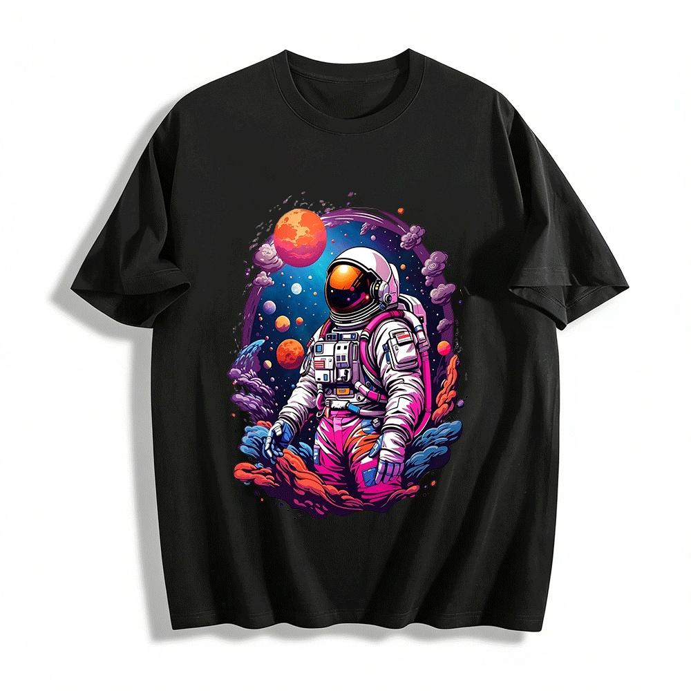 Cool Space Roaming Astronaut Print Casual T-Shirt Pure cotton T-shirt XXS