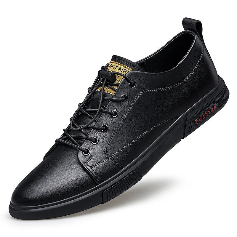 Men s Casual Cowhide Lace-Up White Sneakers 40
