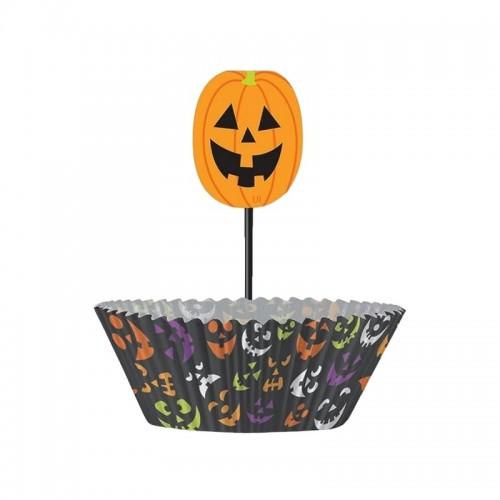 Unique Party Pumpkin Head Halloween Muffin and Cupcake Cases Set (Pack of 24)