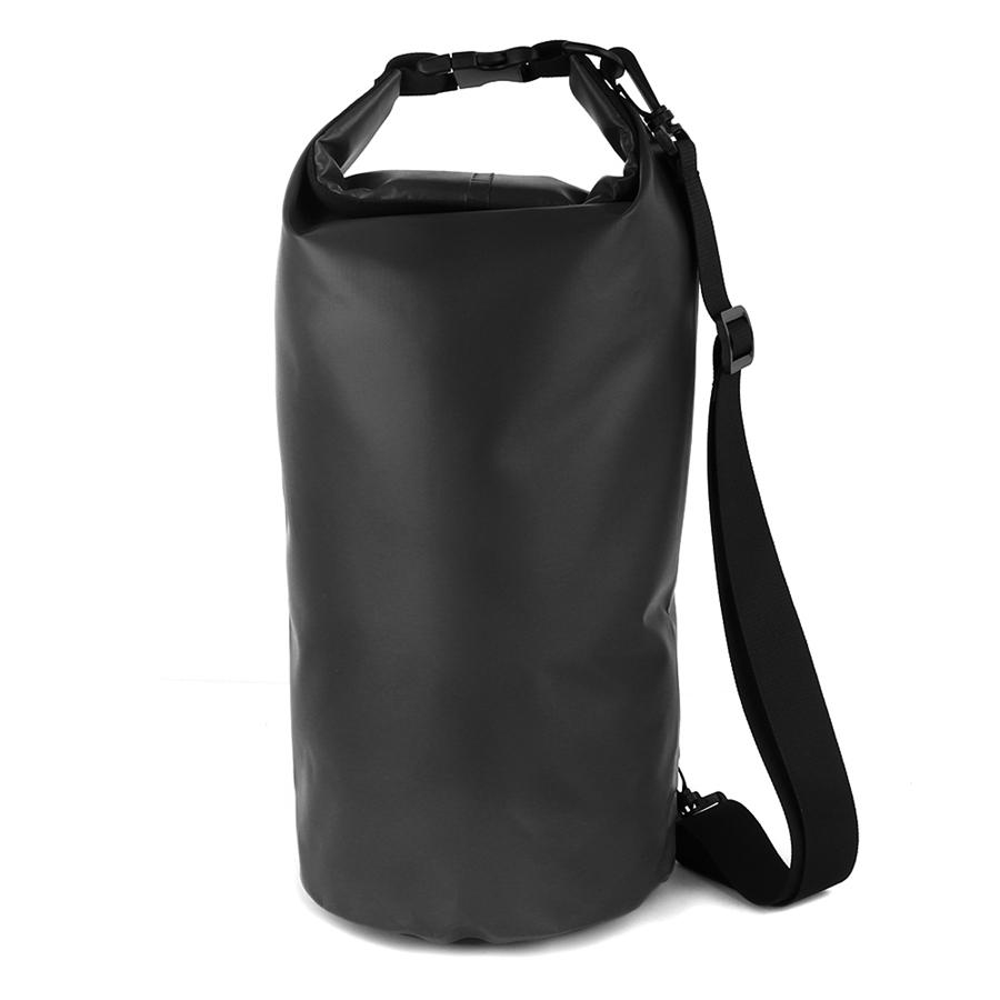 

20L Motorcycle Waterproof Black Dry Bag with Shoulder Strap for Swimming Hiking