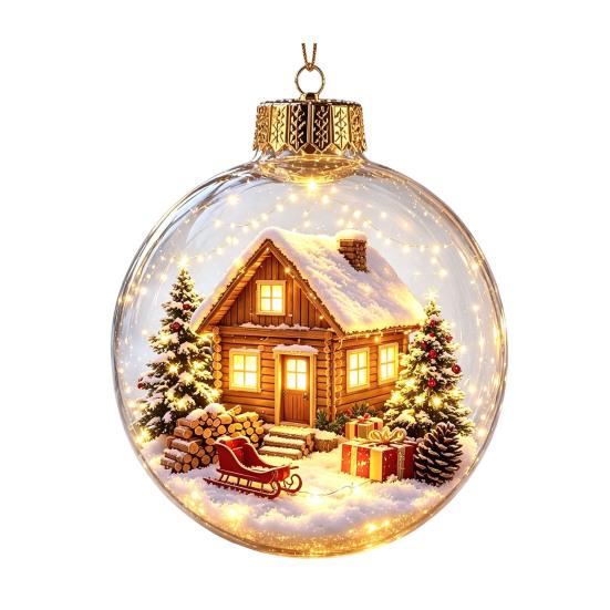 Unique Christmas Gift Ideas Glowing Ball Ornaments, 3D LED Lighted Acrylic Hanging Light-up Holiday Keepsakes Balls for Tree Mantel Window, Home Decor
