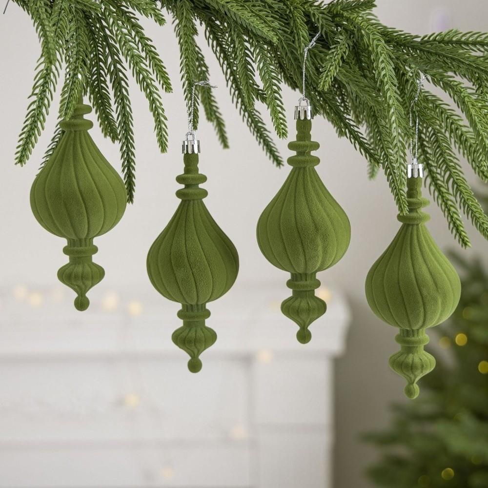 6pcs/Box DIY Crafts Painted Christmas Tree Ornaments Velvet Ball Ornaments Home Tree Decor