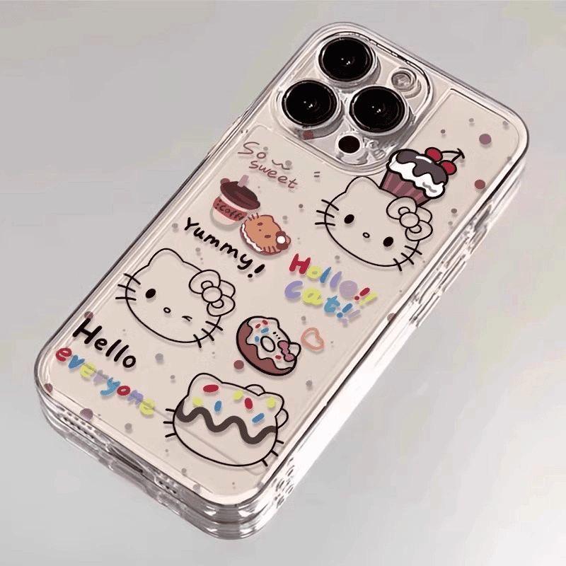 Cartoon Cat Transparent Phone Case for iPhone 13/14 Pro/15/16 Pro Max/17
