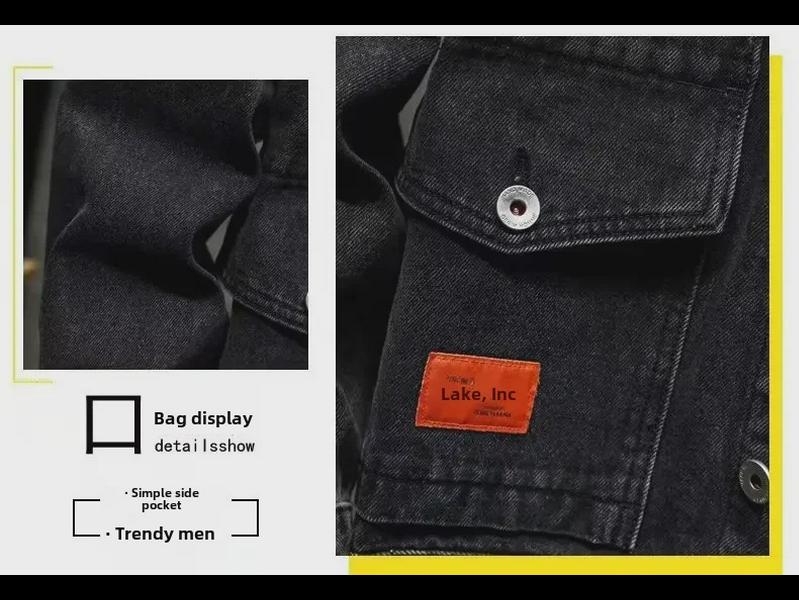 2022 Ιαπωνικό Μοντέρνο Τζάκετ Εργασίας Ντένιμ με Πέτο: Άνοιξη/Φθινόπωρο Χαλαρή Εφαρμογή με Πολλαπλές Τσέπες