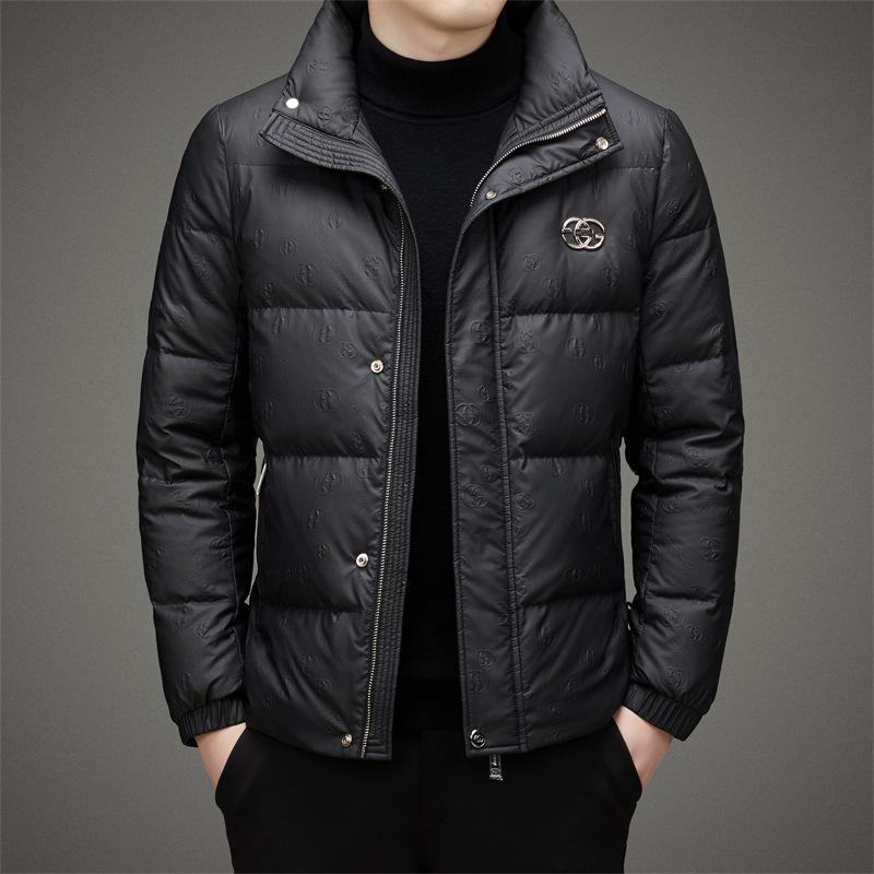 Мужская модная зимняя белая куртка на утином пуху Jiaxing - С воротником-стойкой, теплая, приталенная, повседневная Medium