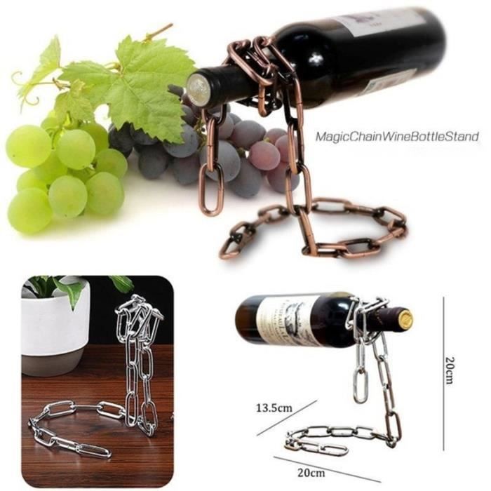 Wanddekoration, Weinflaschenhalter aus Metall, magische Metallkette, Retro-Hängeeisenhalter - Typ Silberfarben