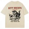 Funny Kitty Cat Biscuits Meme Graphic Vintage T Shirts Men Women Humor Fashion T Shirt Oversized Cotton Casual T-shirt