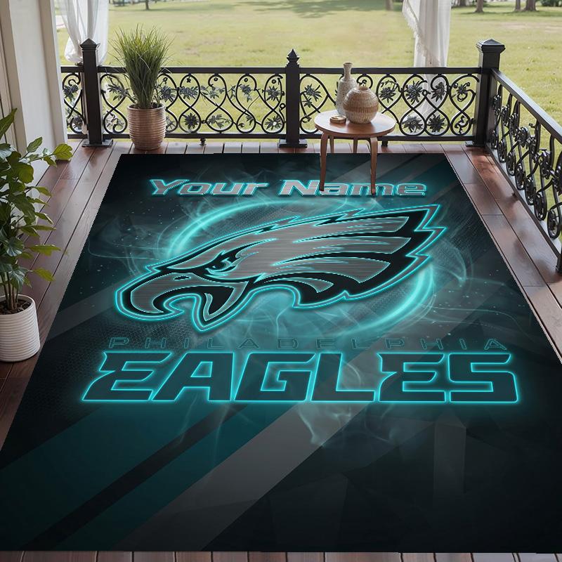 Custom Text Printed Rug Philadelphia Eagles Non Slip Floor Carpet For Home Room Decor