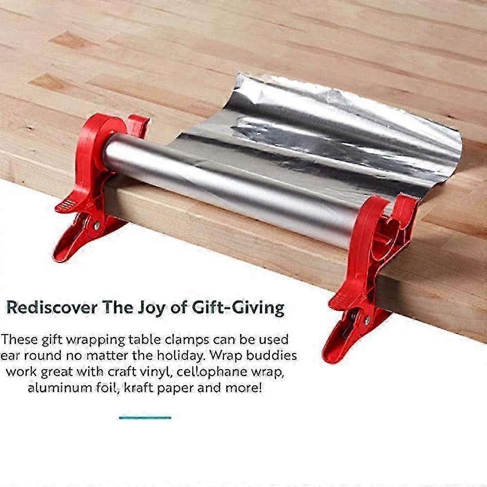Wrap Buddies Tabletop Gift Wrapping Tool Tape Dispenser Paper Roll Holder Clip 25-26