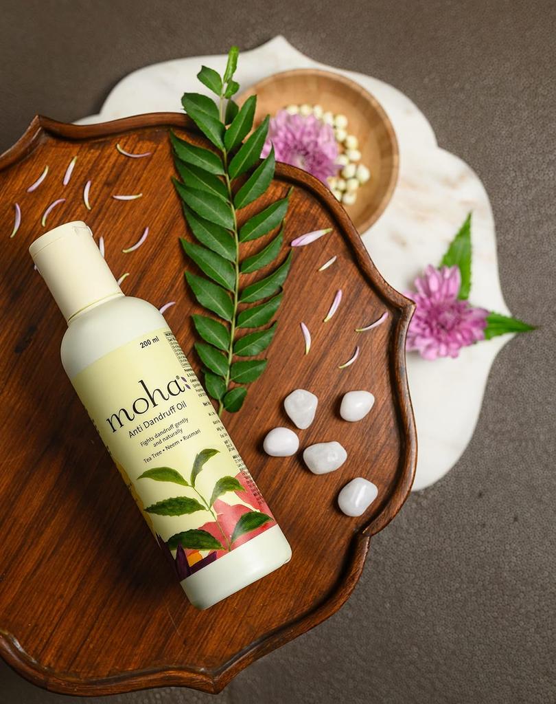 MOHA Anti Dandruff Hair Oil with Tea Tree, Neem & Hibiscus | 100ml Pack of 1 | Soothes Scalp & Promotes Hair Growth