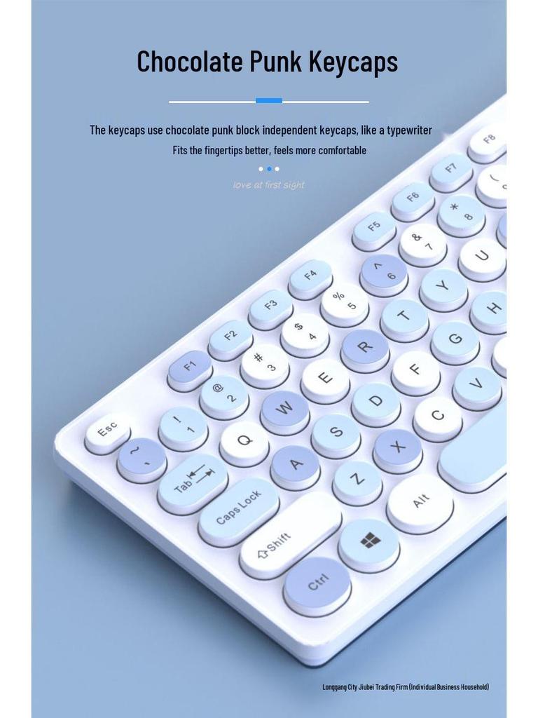 Chocolate Wireless Keyboard & Mouse Set: Cute, Silent, Portable Bluetooth for Office & Laptop Use