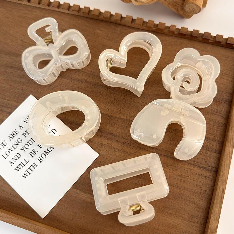 Translucent Color Flower Bow Heart Shape Hair Claw Grab Clips for Womens Girls Elegant Hairpins Crab Barrettes Fashion Headdress