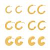 Qiong Yao Cross-border High-end Gold-plated Stainless Steel C-shaped Earrings - European & American Fashion Set with PVD Gold Color Retention.