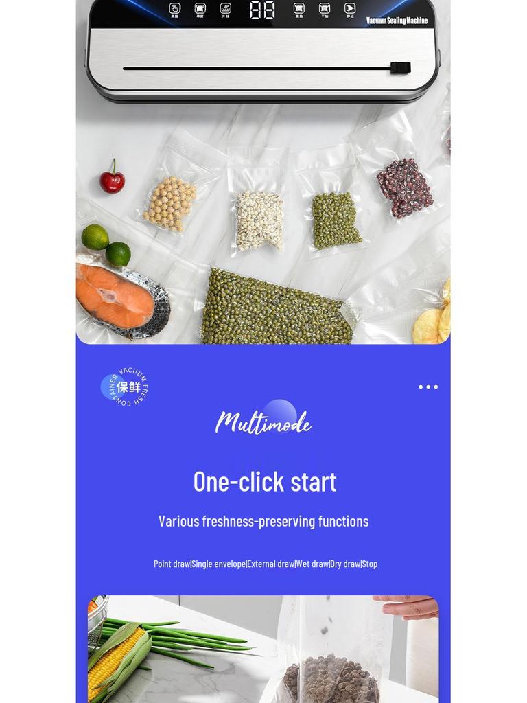 Cross-Border Stainless Steel Automatic Vacuum Sealer - Intelligent Fresh-Keeping Cutting Model