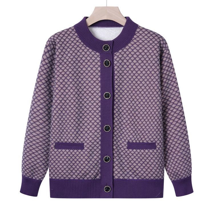 Ropa Más Terciopelo Suéter Grueso Chaqueta para Mujer Suéter de Abuela Cárdigan 60 Años 70 Madre Ropa de Otoño e Invierno