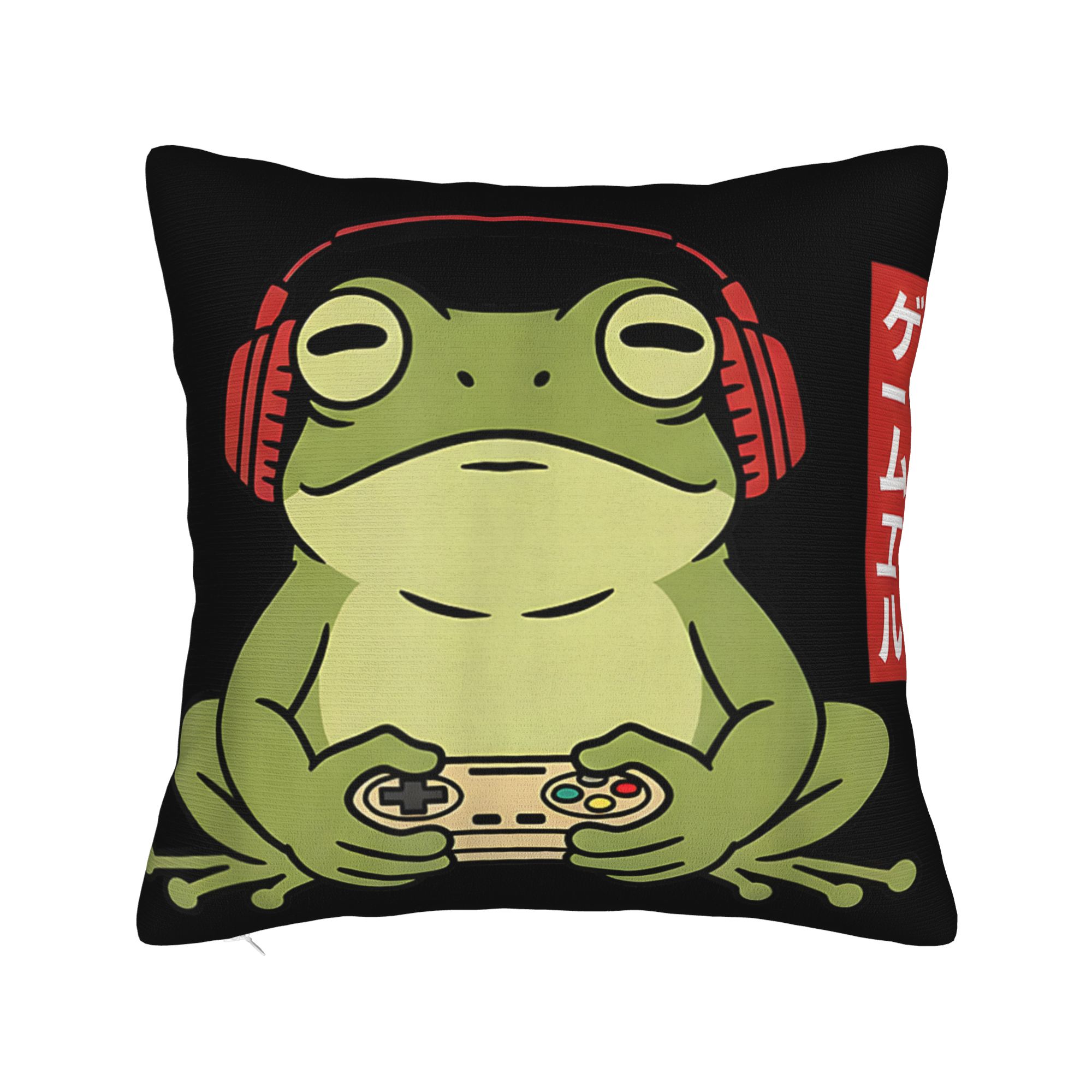 Японская лягушка-геймер Наволочка Графическая наволочка на подушку Модная наволочка для дивана Домашний декор 12x12Inch