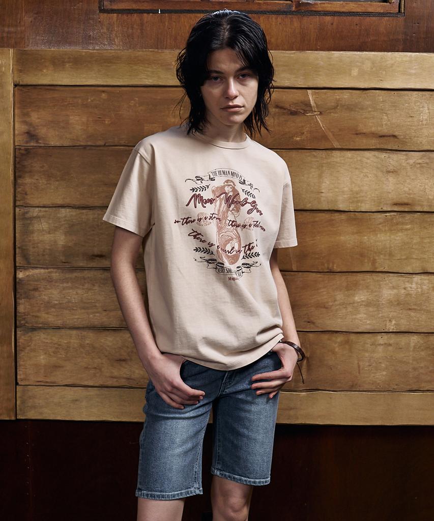 Mc Wood Gun Lydia 3625 Pigment Mermaid Semi-Overfit Cream Short Sleeve Tee