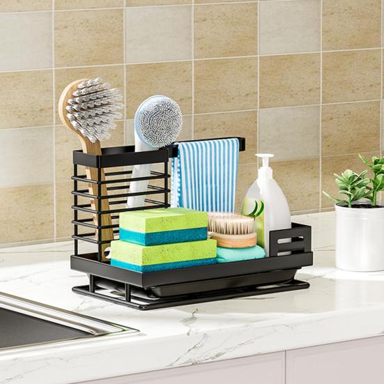 

Органайзер для кухни Sink Caddy, держатель для губки с поддоном для слива, устойчивая к коррозии щетка для мытья посуды белый