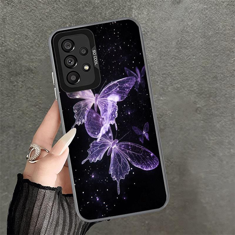Beautiful Purple Butterfly Shockproof Phone Case for Samsung A17 A16 A15 A14 A37 A57 A36 A56 A26 A35 A55 A25 A34 A54 A24 A13 A23