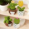 Crochet Cactus Potted Plants, Handmade Knitted Cactus for Home Office Car Decoration, Decorative Plants for Lasting Beauty, Gift for Women Family