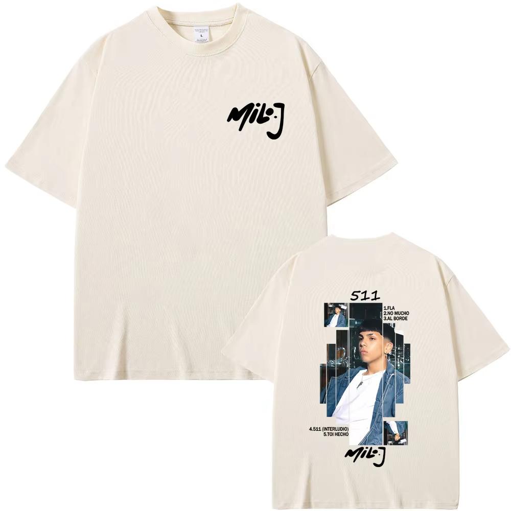 Rapper Milo J 100cotton mens shirt music Album Cover graphics oversized Short Sleeved Womens Y2k Hip Hop Streetwear Tshirt