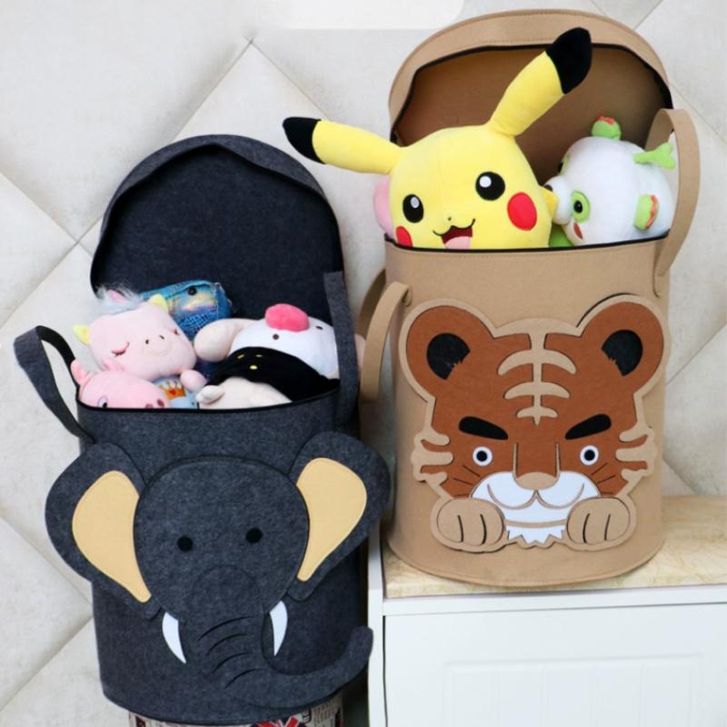 Toy Storage Bucket Large Capacity Storage Bucket with Lid Collapsible Storage Basket Cartoon Animal Storage Basket Home Supplies